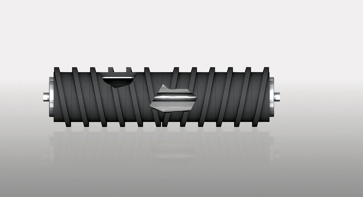 Cleaner Roller with helical rubber rings