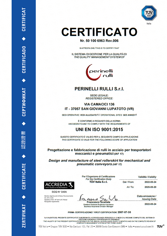 certificato UNI EN ISO 9001:2015